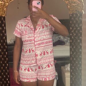 Festive Pink and White Pajama Set
